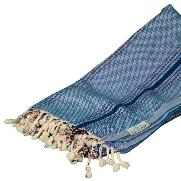 Salt Rag Beach Towel - "Blue Shoreline Rag" [Sand Free Turkish Beach Towel] - Picture 4 of 4